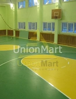 Монтаж спортивного линолеума с дизайном