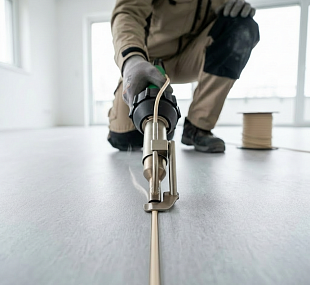 Проварка шнуром стыков линолеума